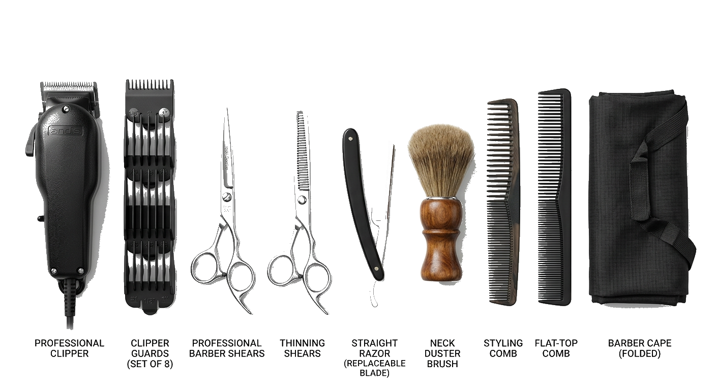 Barbering tools lineup