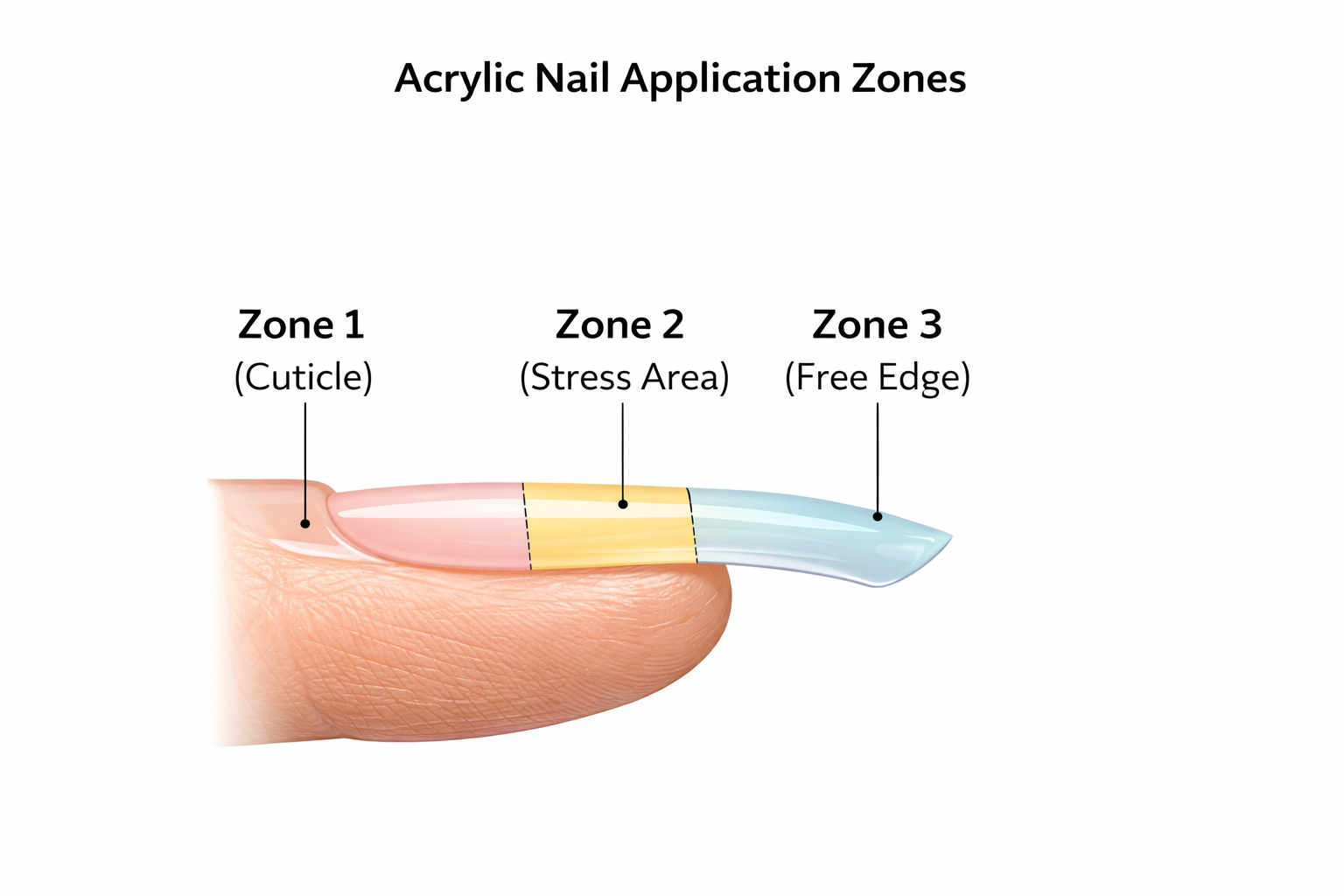 Acrylic application zones